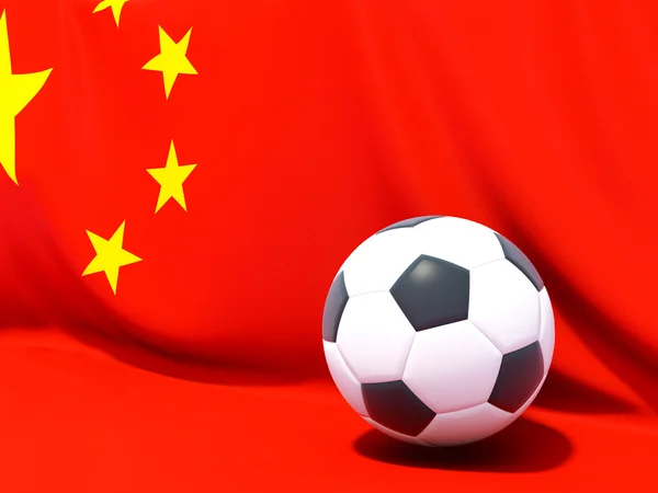 中国足球在它前面的旗帜 — 图库照片