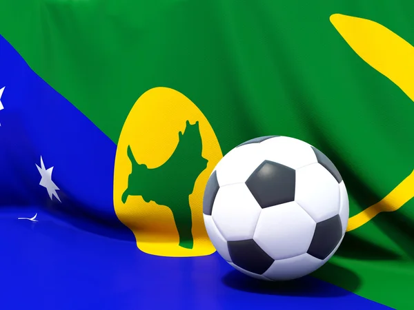 Flaga Wyspy Bożego Narodzenia z piłki nożnej przed nim — Zdjęcie stockowe