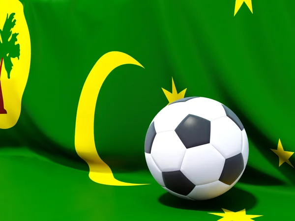 Flaga Wysp Kokosowych z piłki nożnej przed nim — Zdjęcie stockowe