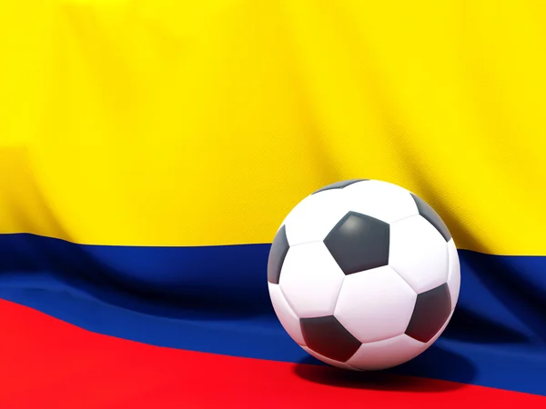 Flaga Kolumbii z piłki nożnej przed nim — Zdjęcie stockowe