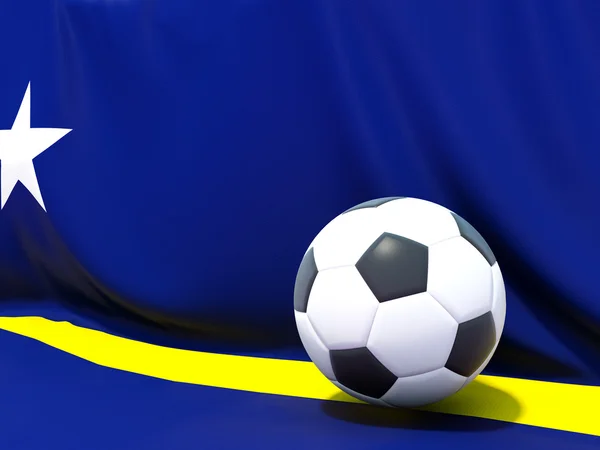 Flag of curacao with football in front of it — Stock Photo, Image