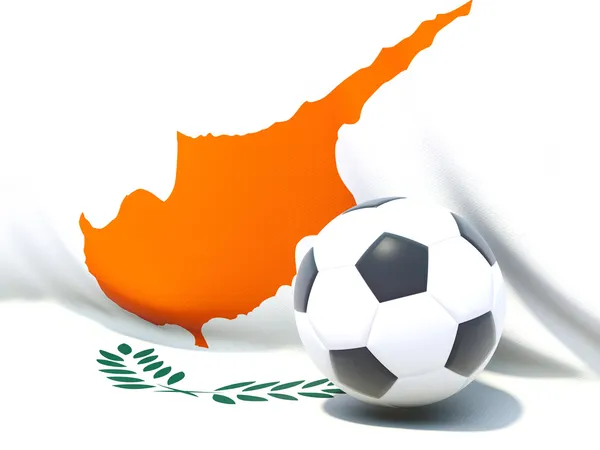 Flag of cyprus with football in front of it — Stock Photo, Image