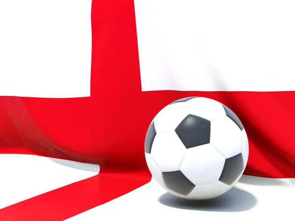 Flag of england with football in front of it — Stock Photo, Image