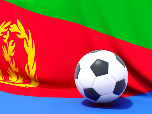 Bandera de eritrea con fútbol delante — Foto de Stock