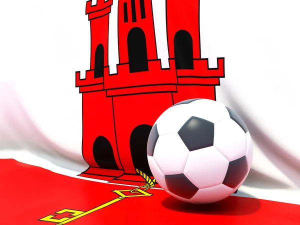 Bandiera di Gibilterra con il calcio di fronte — Foto Stock