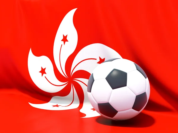 Drapeau de hong kong avec le football devant lui — Photo