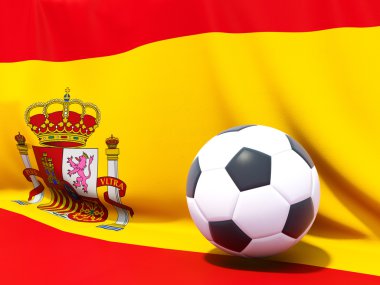 İspanya bayrağı önünde futbol ile
