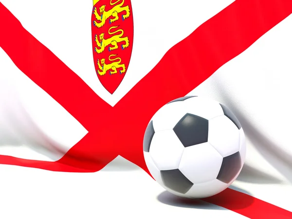 Flag of jersey with football in front of it — Stock Photo, Image