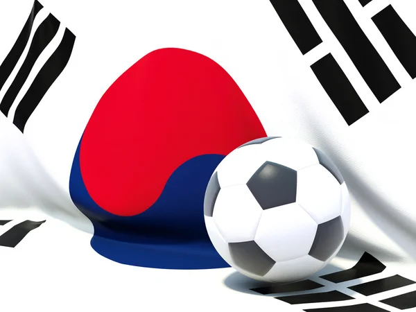 Bandeira da Coréia do Sul com futebol na frente — Fotografia de Stock
