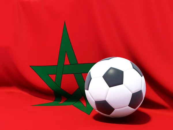 Bandera de morocco con fútbol frente a ella — Foto de Stock