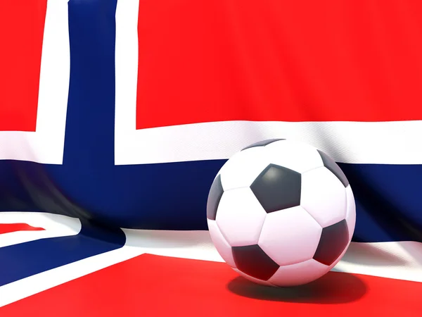 Flag of norway with football in front of it — Stock Photo, Image