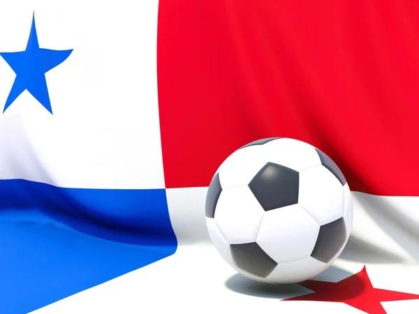 Bandera de panama con fútbol frente a ella — Foto de Stock