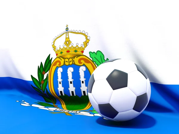 Flagga san marino med fotboll framför den — Stockfoto