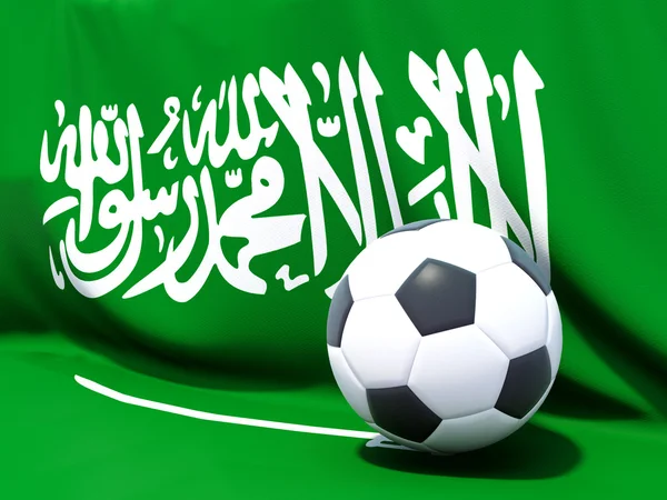 Bandera de Arabia Saudita con fútbol en frente de ella —  Fotos de Stock