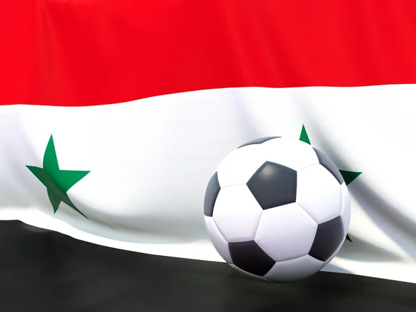 Vlajka Sýrie s fotbalovými jej — Stock fotografie