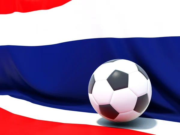 Flagge von Thailand mit Fußball davor — Stockfoto