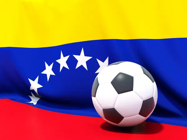 Flag of venezuela with football in front of it — Stock Photo, Image