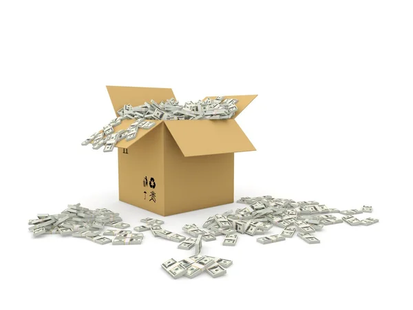 Box full of dollars — Stock Photo, Image