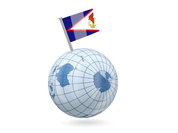 Globus mit Flagge des amerikanischen Samoa — Stockfoto