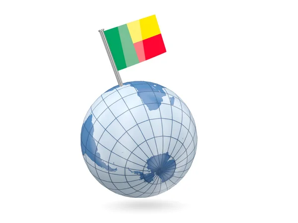 Globe with flag of benin — Stock Photo, Image