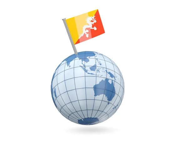 Globo con bandiera del bhutan — Foto Stock