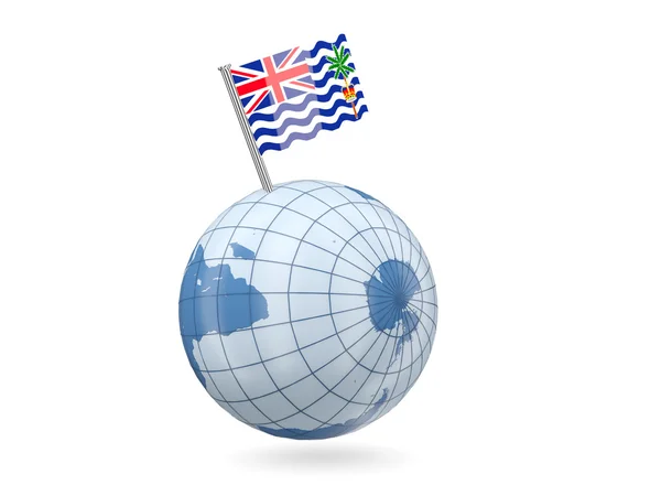 Globe avec drapeau du territoire britannique de l'océan Indien — Photo