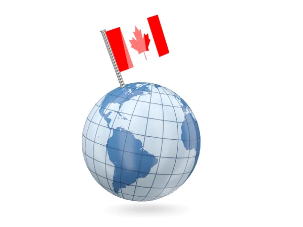 कॅनडा ध्वज सह ग्लोब — स्टॉक फोटो, इमेज