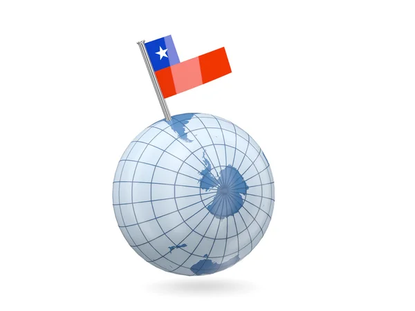 智利国旗的地球仪 — 图库照片
