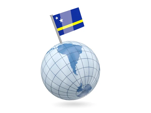 Globus mit Flagge von Curaçao — Stockfoto