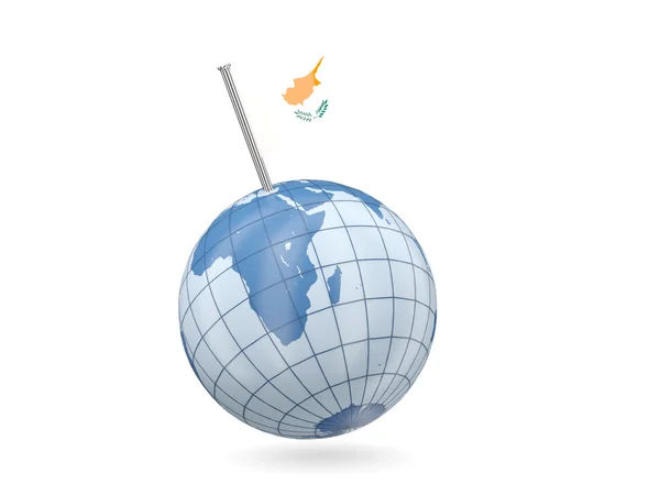 Wereldbol met vlag van cyprus — Stockfoto