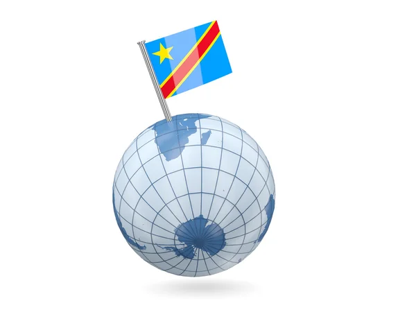 Globe with flag of democratic republic of the congo — Stock Photo, Image