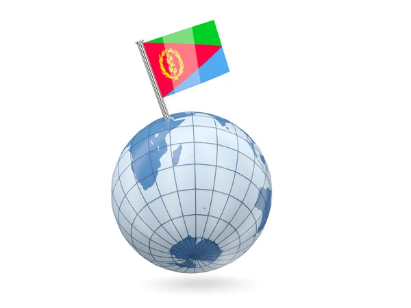 Wereldbol met vlag van eritrea — Stockfoto