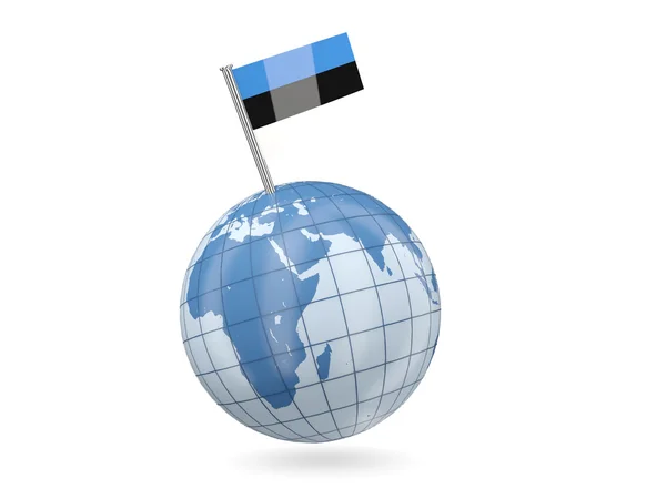 Globo con bandera de estonia — Foto de Stock