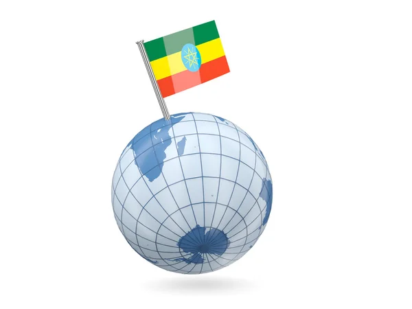Globe with flag of ethiopia — Stock Photo, Image