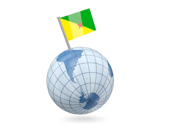 Globe with flag of french guiana — Stock Photo, Image