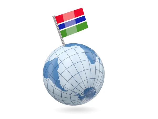 Globe with flag of gambia — Stock Photo, Image