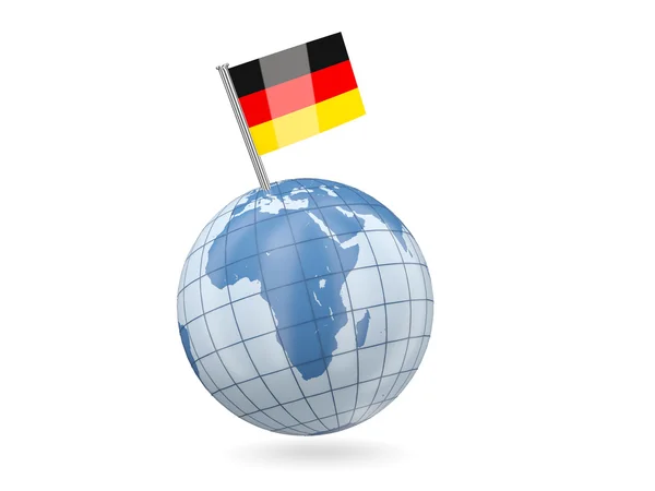 Földgömb és Németország zászlaja — Stock Fotó