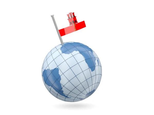 Globe with flag of gibraltar — Stock Photo, Image