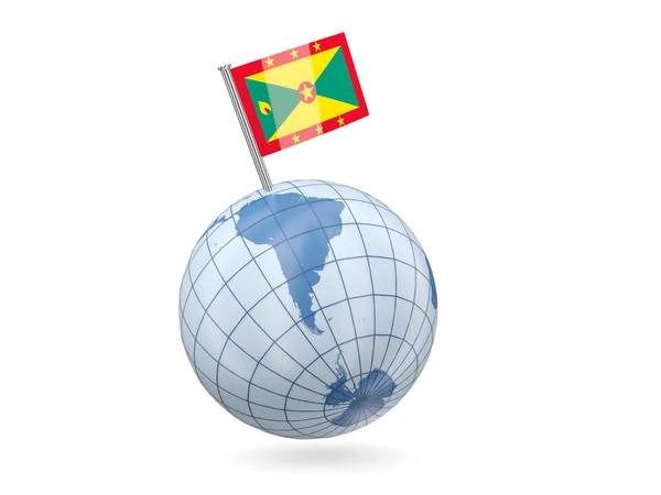 Wereldbol met vlag van grenada — Stockfoto