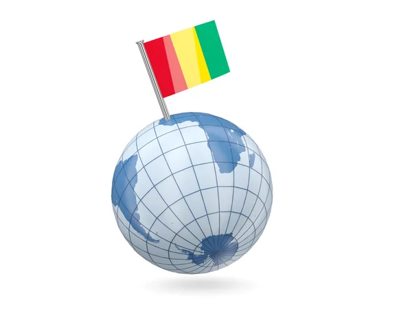 Globe with flag of guinea — Stock Photo, Image