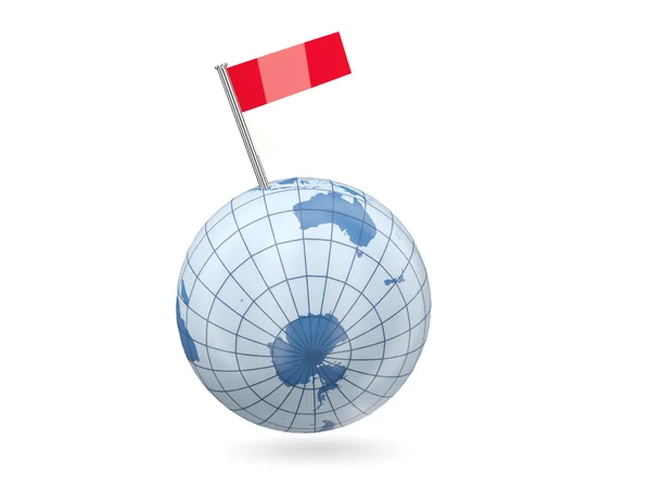 Globe with flag of indonesia — Stock Photo, Image