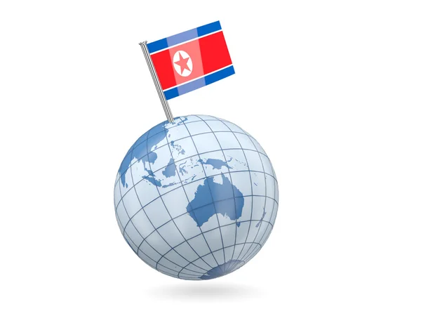 Glóbus s vlajkou Koreje sever — Stock fotografie
