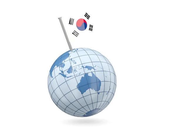 Globo con bandiera di Corea del Sud — Foto Stock