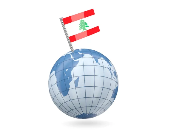 Globe with flag of lebanon — Stock Photo, Image