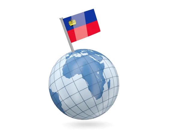 Globe with flag of liechtenstein — Stock Photo, Image