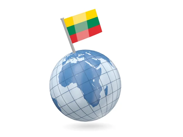 Globus z banderą Litwy — Zdjęcie stockowe