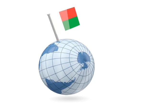 Wereldbol met vlag van Madagaskar — Stockfoto