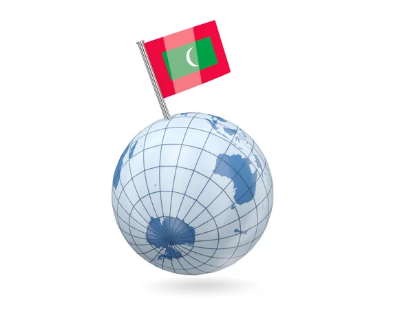 Földgömb és Maldív-szigetek zászlaja — Stock Fotó