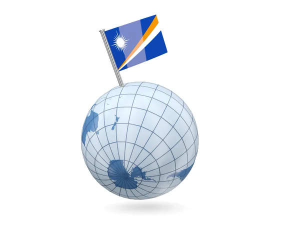 Globe with flag of marshall islands — Stock Photo, Image