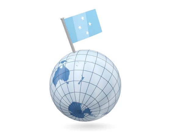 密克罗西亚的旗帜地球仪 — 图库照片